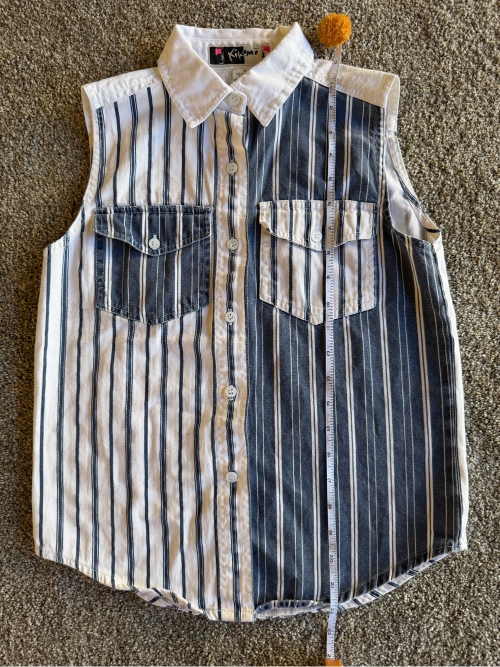 Kiko Navy & White Striped Sleeveless Shirt